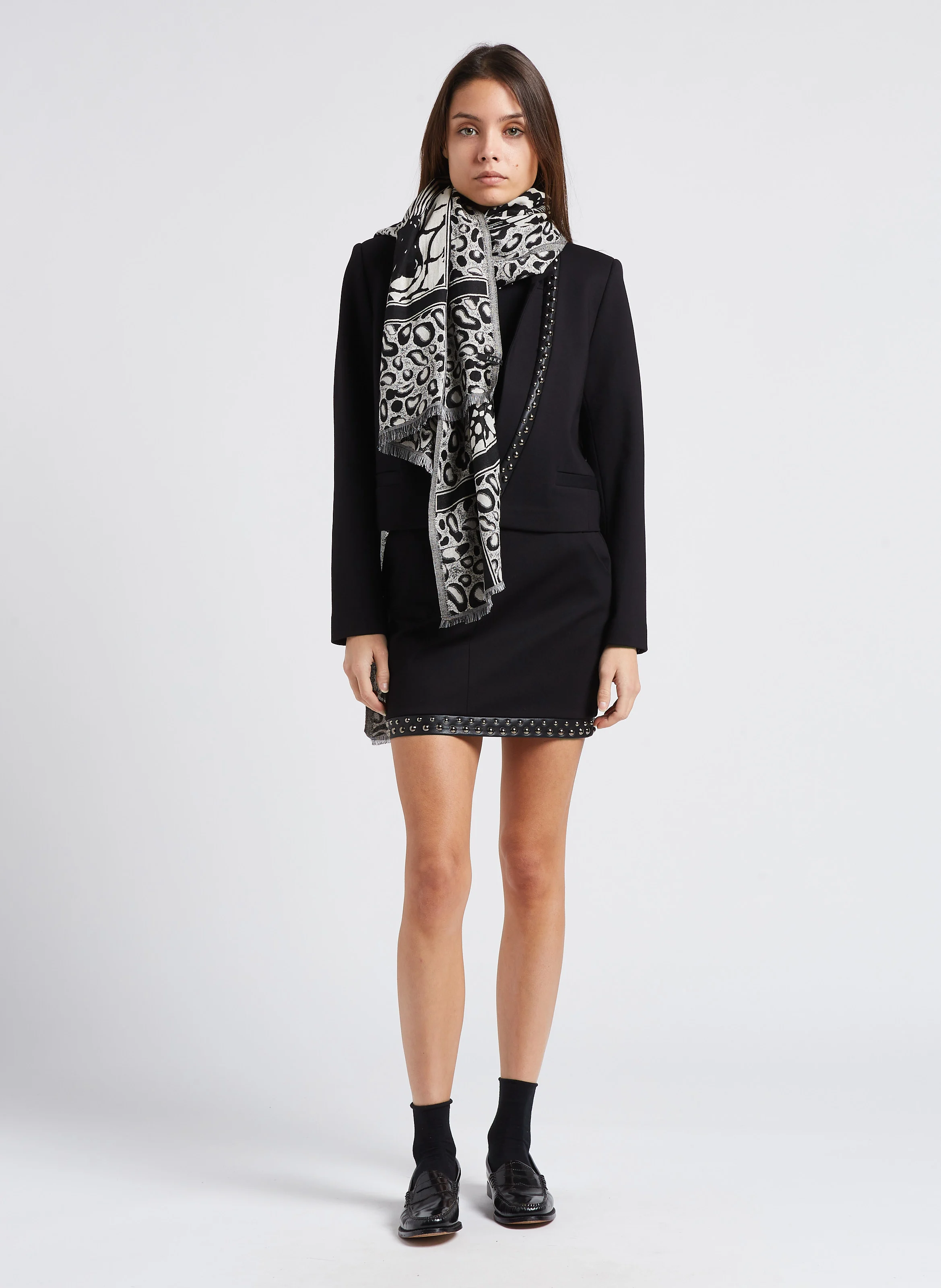 Top col rond en maille | Noir