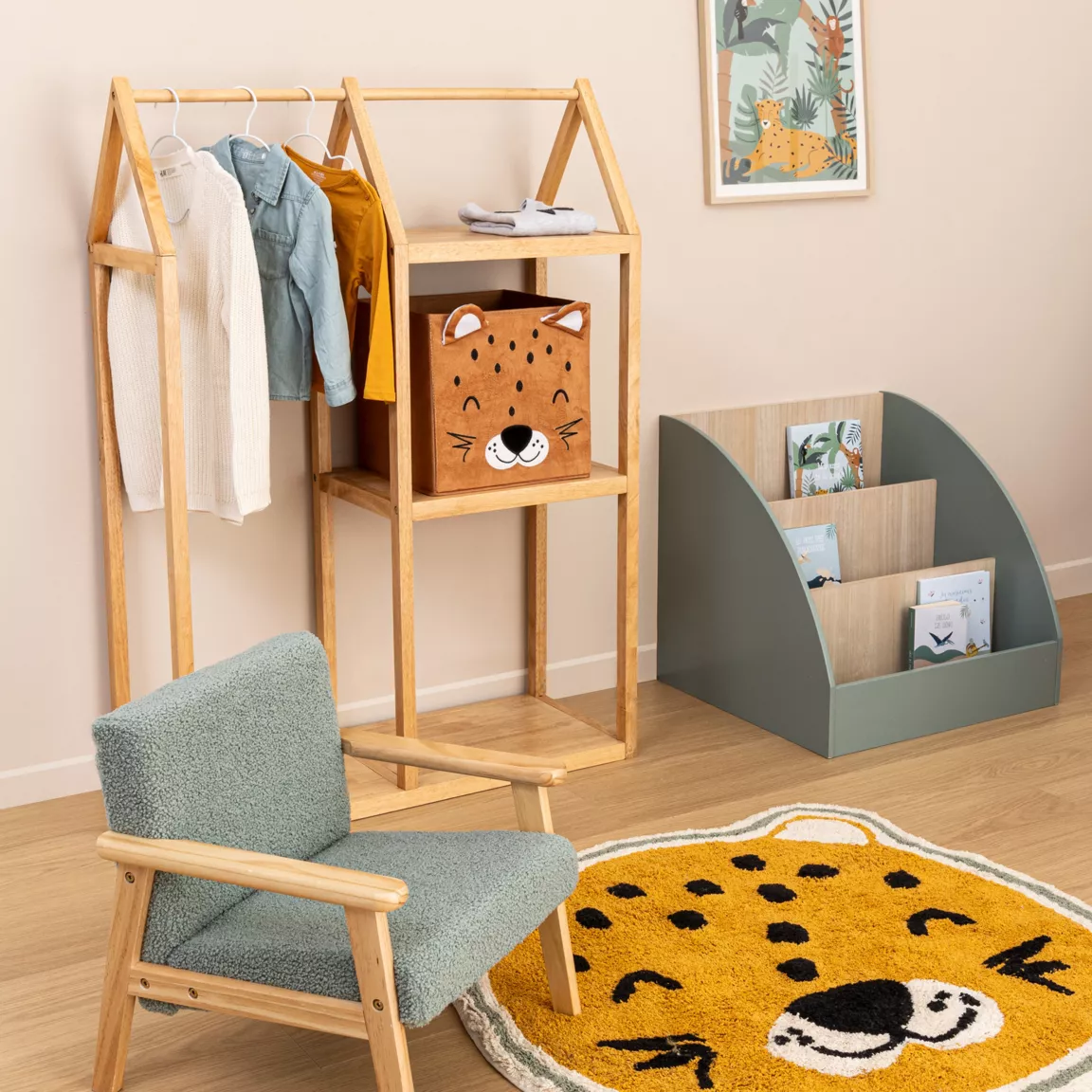 Panier de rangement pliant velours enfant (29 x 29 cm) Léo Marron
