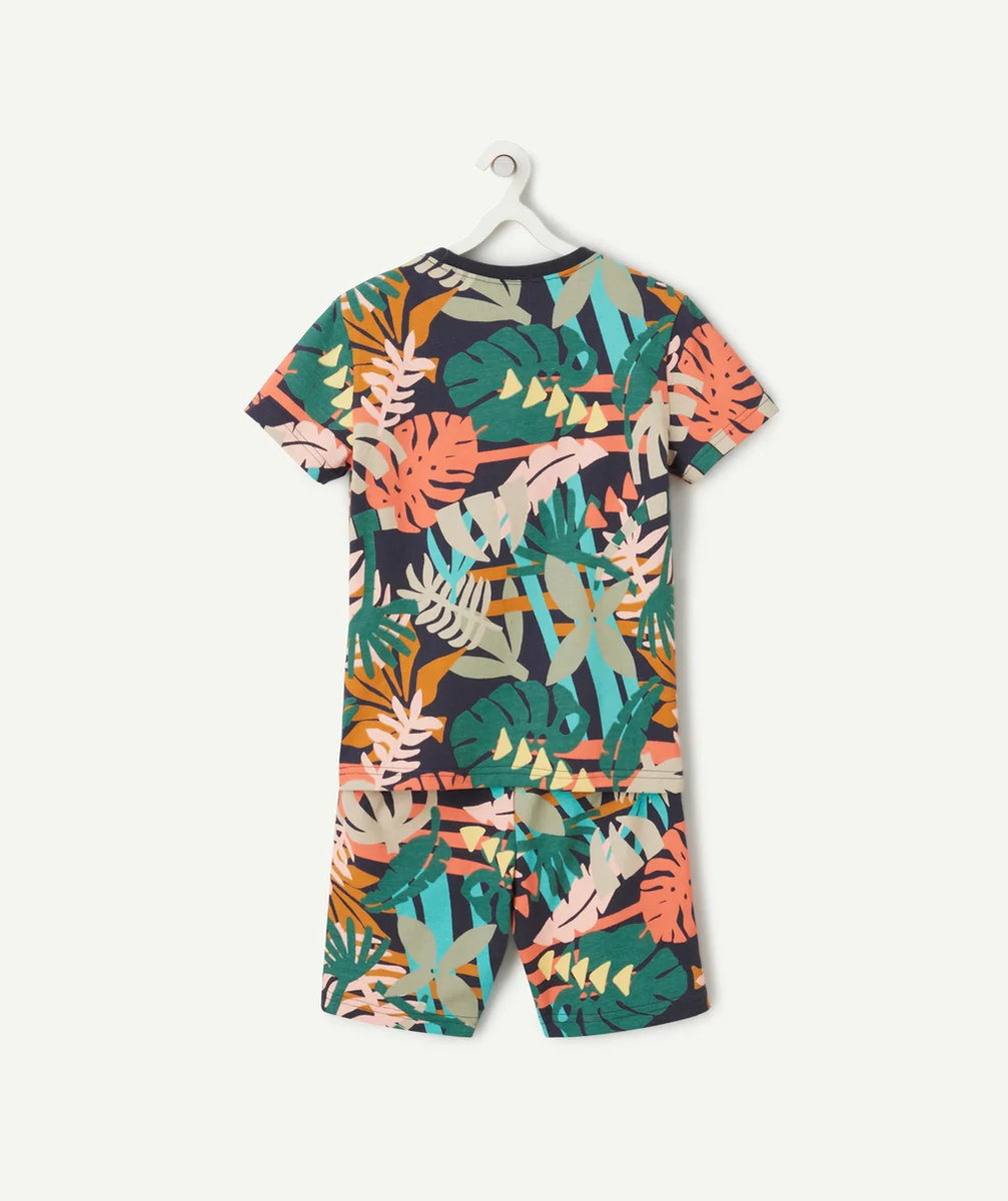 pyjama manches courtes garçon en coton bio et feuilles colorées