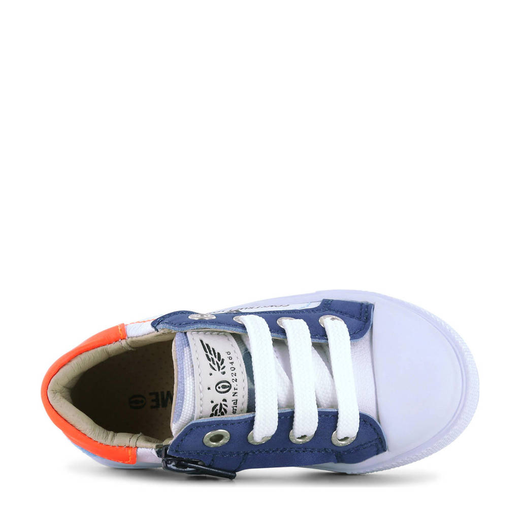 Shoesme leren sneakers wit/blauw/oranje