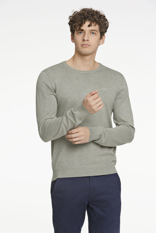 Lindbergh Ecovero L/S o-neck knit Dusty lt army mel