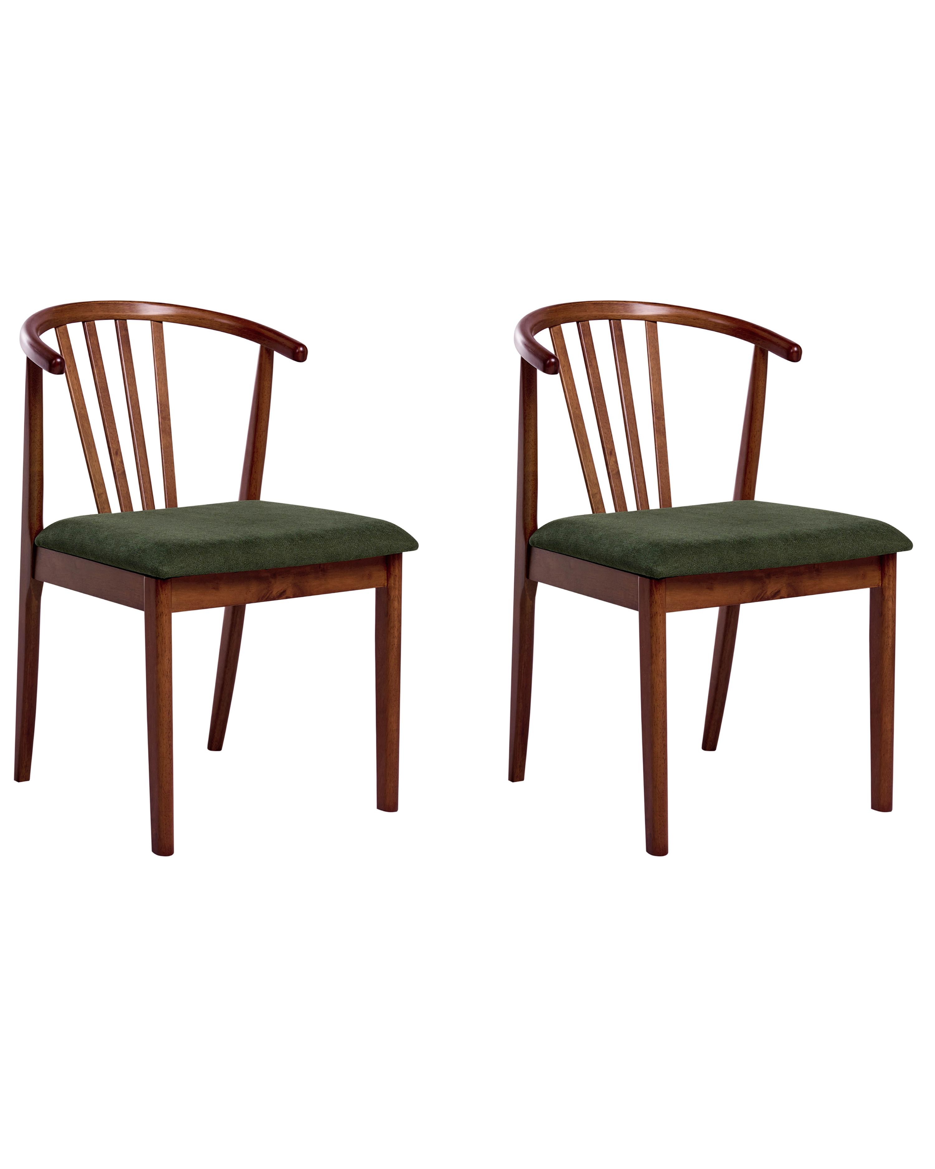 Set van 2 eetkamerstoelen CRAIG Hout Donkerbruin/groen