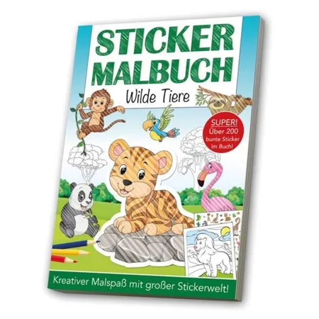 media Verlag Mal und Stickerbuch Wilde Tiere, A4