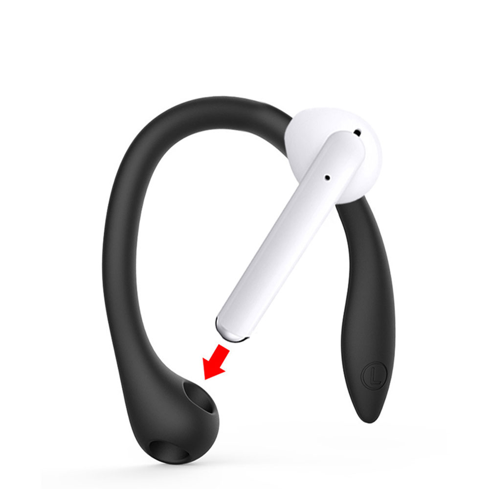 AirPods (1./2./.3. Gen.) / Huawei FreeBuds 3 Silikon Ohrbügel Halterung   Schlüsselring - Schwarz
