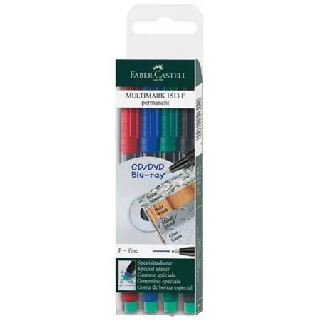 Faber-Castell Marker Multimark F permanent, 4er Etui sort.