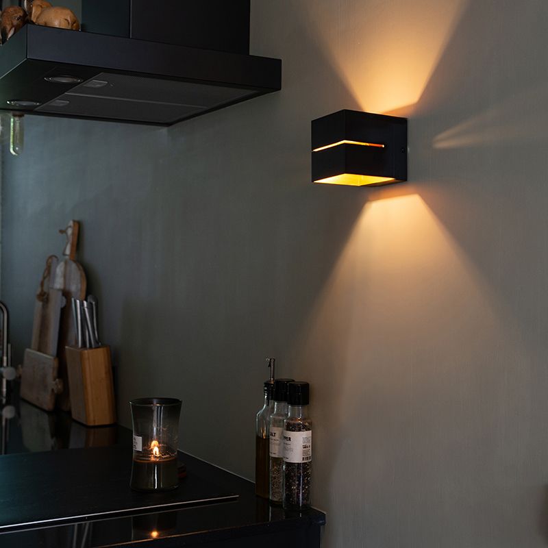 Set van 4 wandlampen zwart met goud 9,7 cm - Transfer Groove