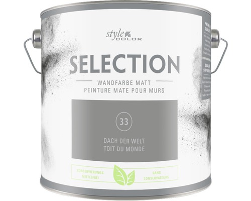 Premium muurverf Stijl Kleur SELECTIE 33 conserveringsmiddelvrij Dak van de Wereld 2,5 L