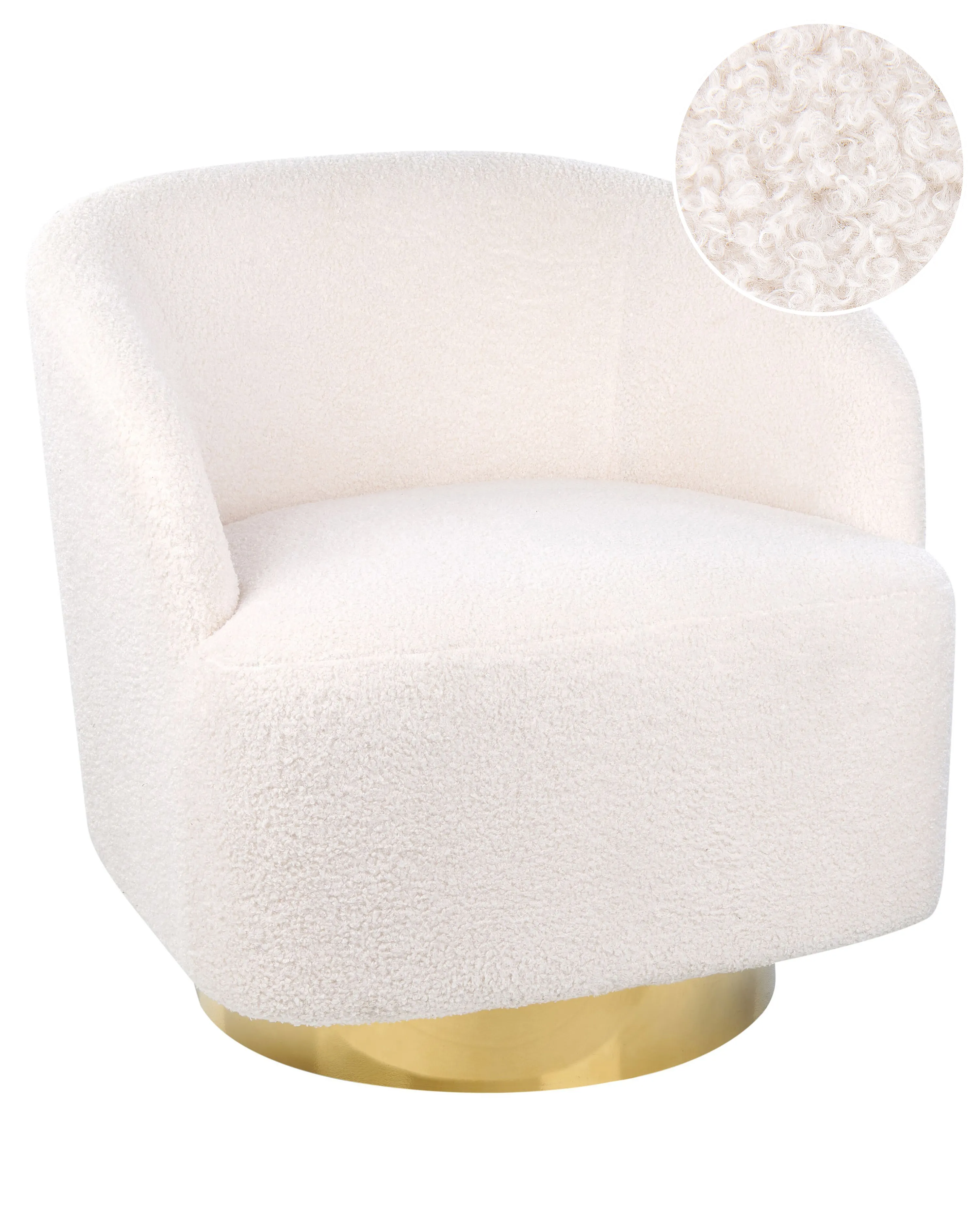 Draaifauteuil LAVIK Bouclé Gebroken wit