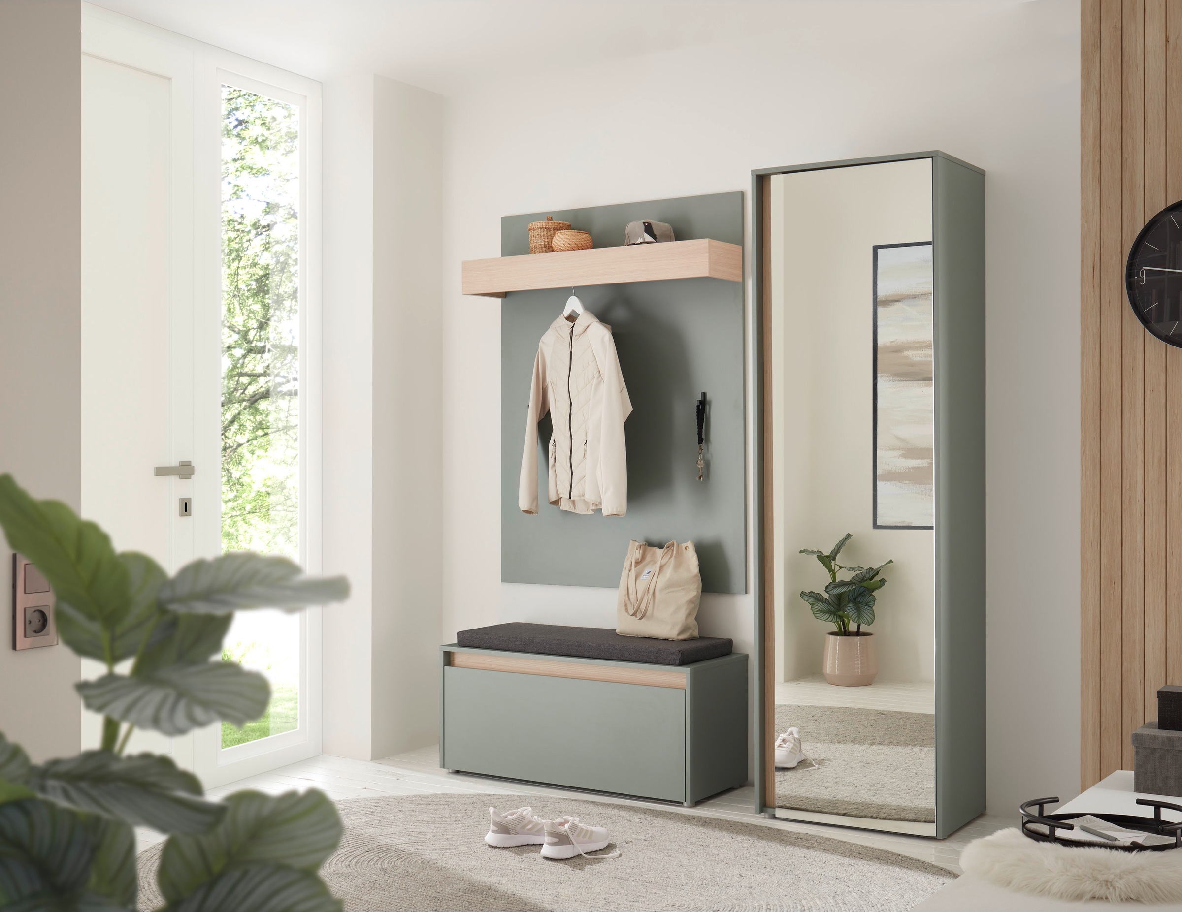 INOSIGN Garderobenpaneel »GiRON/CiTY, Wandregal in vier Farben, Flurgarderobe mit Hutablage« mit Kleiderstange und Haken, 100 cm breit