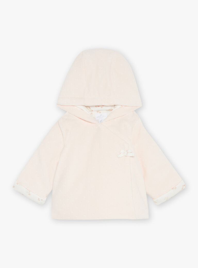 Veste à capuche rose pâle en velours