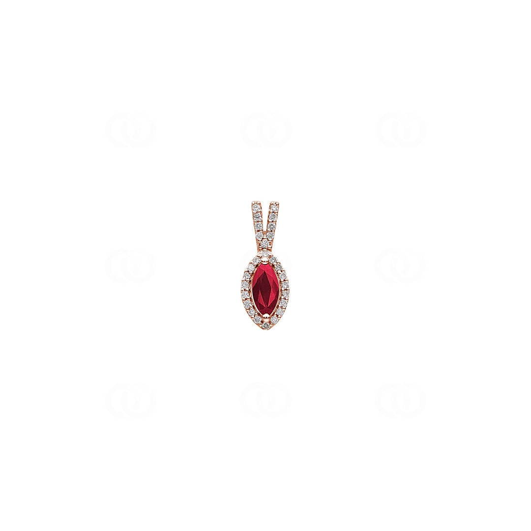 Anhänger 750/18 K Roségold mit Rubin & Diamanten 0.11 ct H/si