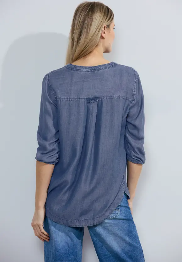 Jeans Look Bluse - mid blue wash