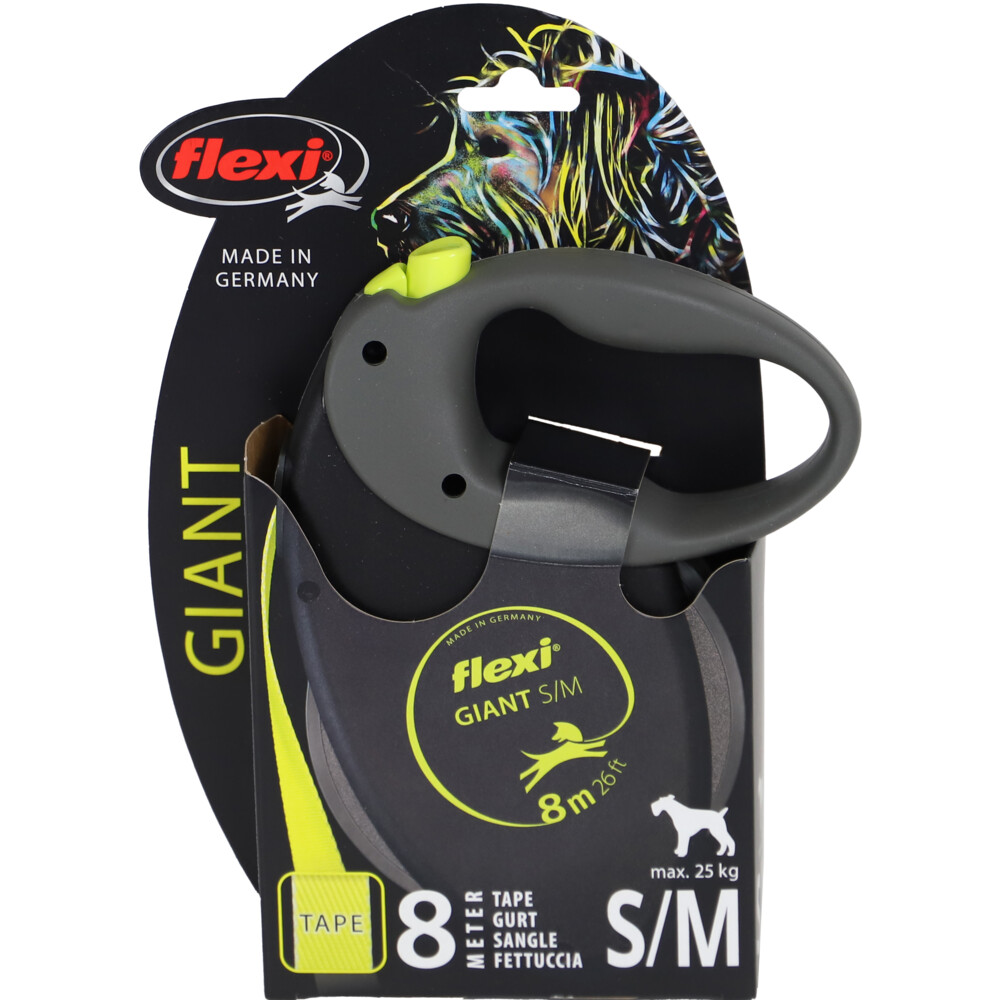 Flexi Rollijn Giant Tape 8 mtr tot 25 kg Neon Geel