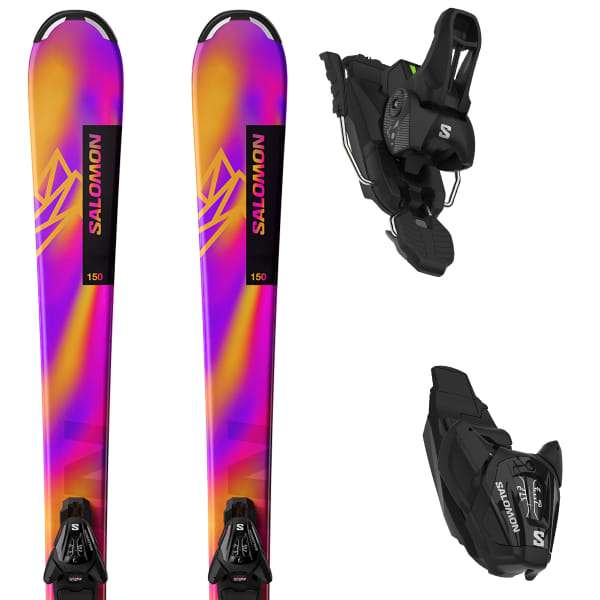 Pack ski SALOMON LUX JR M + L6 GW J2 RHODAMINE RED / SAFFRON / BLACK