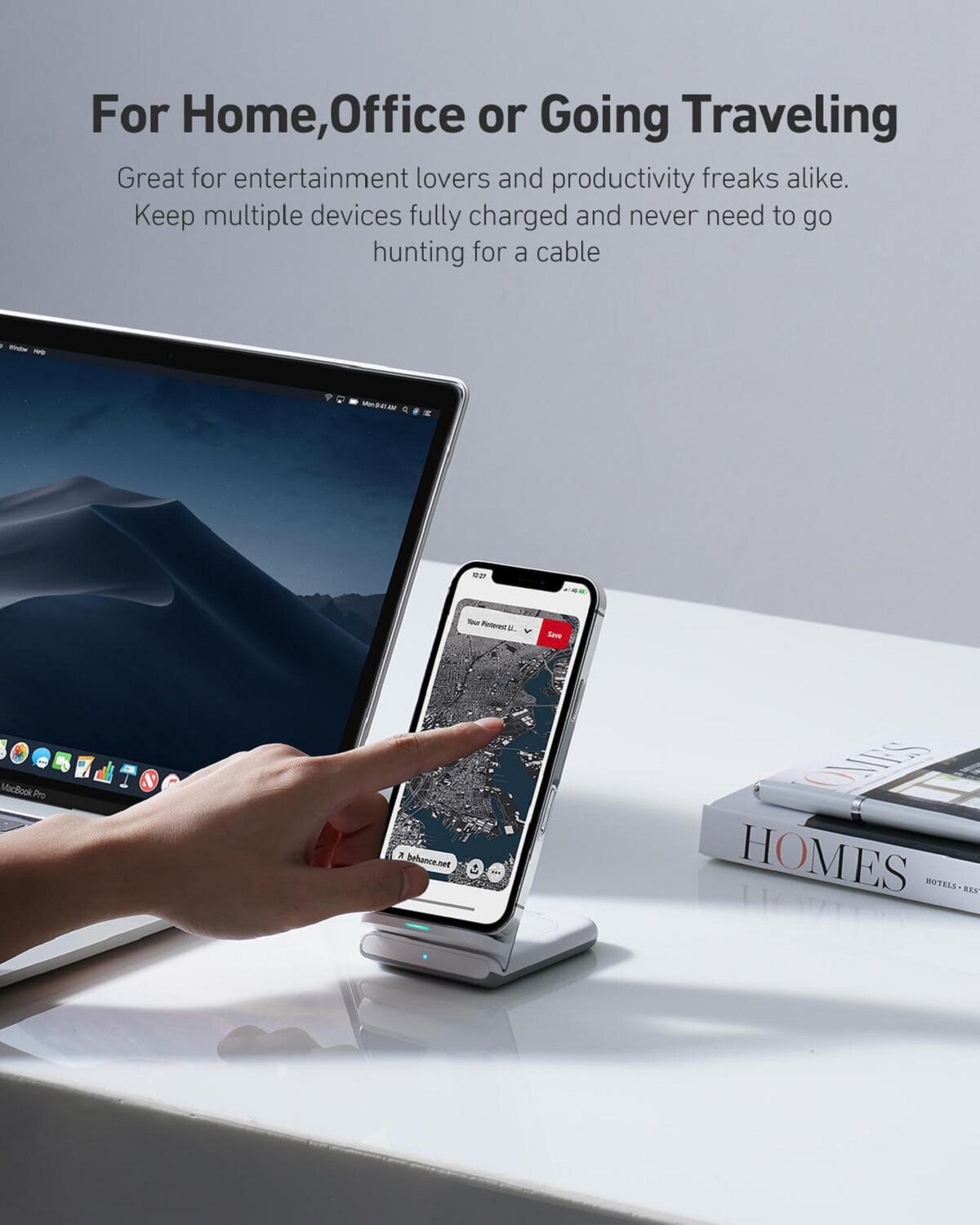 AUKEY LC-A2-Whi Aircore Series 2-in-1 Wireless Charging Stand Drahtloses Ladegerät Qi Wireless Charger Weiß