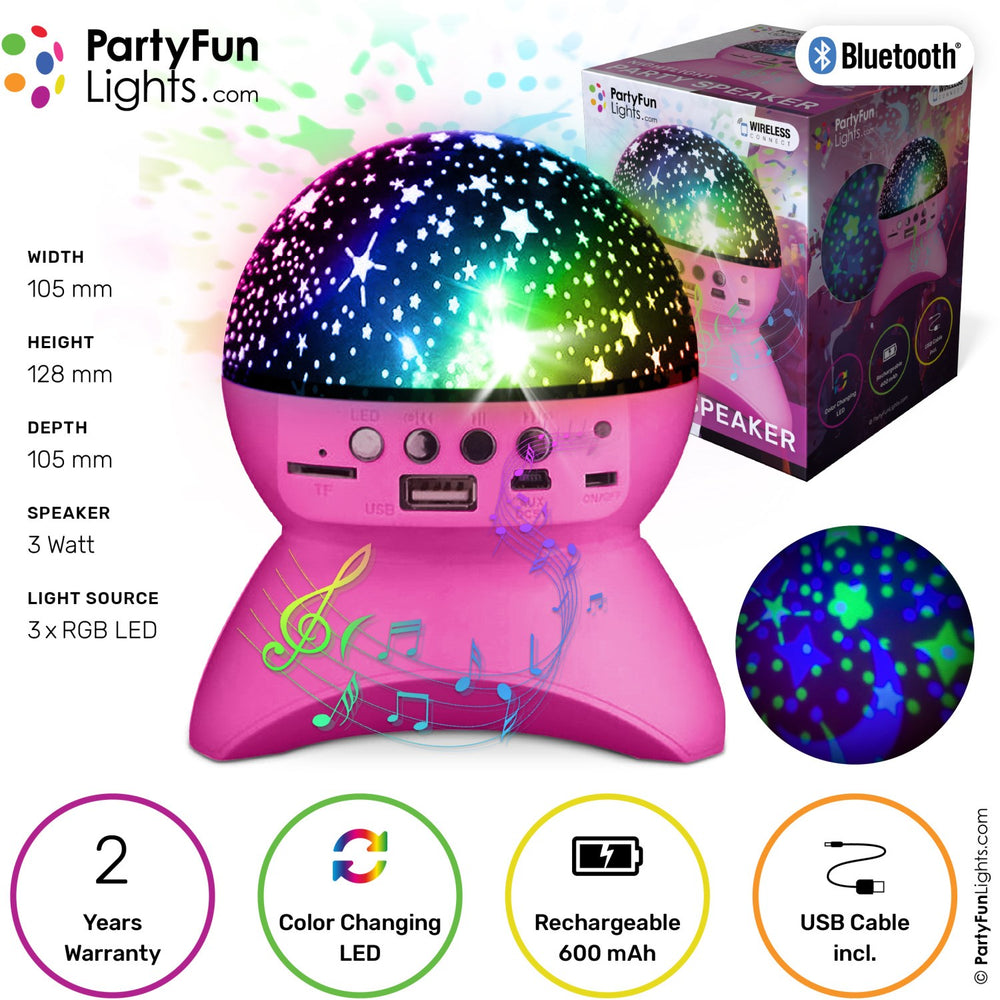 Køb Party Funlight Stjernehimmel Bluetooth Højttaler - Pink