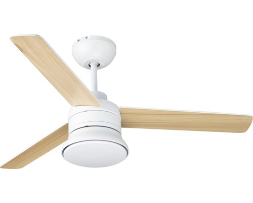 Madeira Oyster plafondventilator, 50 W + 20 W licht, 52,4 dB(A), Ø 107 cm, grenen/wit, timerfunctie met afstandsbediening