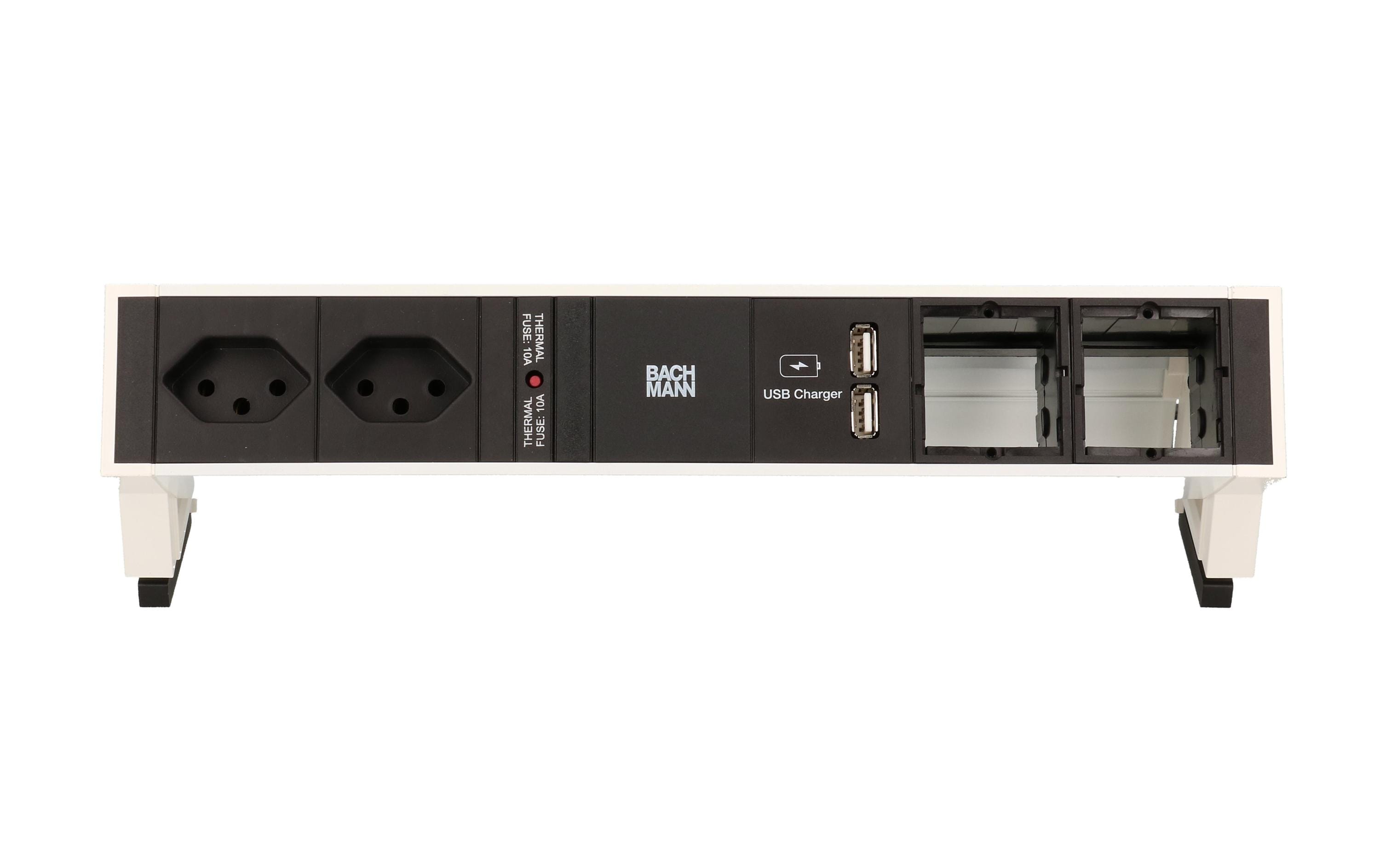 Tischsteckdosenleiste DESK 2 2x T13, 1x USB, 2x ABD<br>Tischsteckdosenleiste, Inox