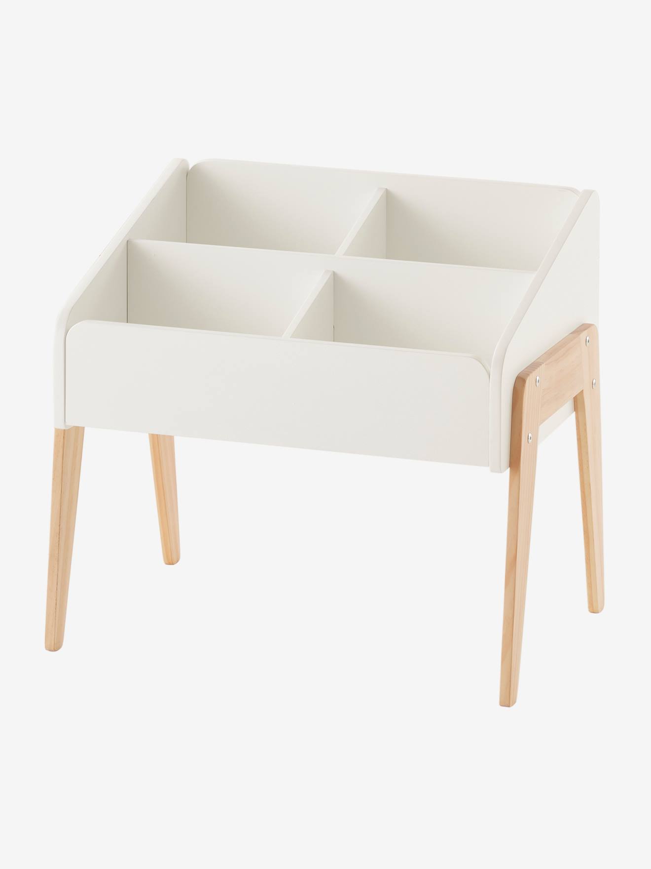 Estante de livros em estilo minimalista branco claro para organização de discos.