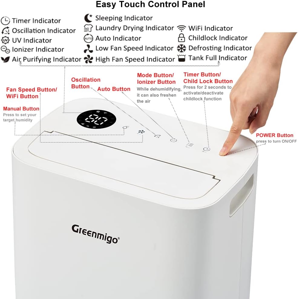 25L WiFi Luftentfeuchter mit Fernsteuerung,Ionisator,HEPA-Filter,Aktivkohlefilter,Raumentfeuchter Entfeuchter bis 70m²,4.5L Wassertank,Digitaler Feuchtigkeitsanzeige,Timer ALPHA-Q25 Pro WiFi