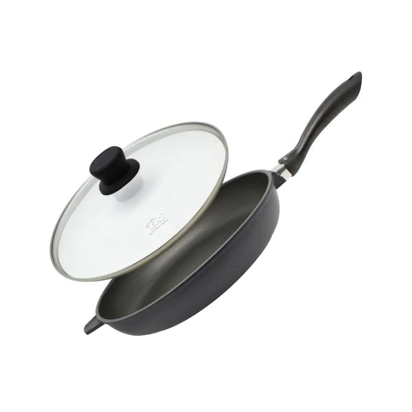 Poêle à frire 32 cm en aluminium pressé avec couvercle en verre Alucas