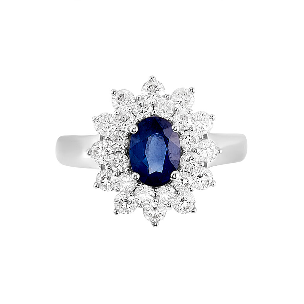 Bague Ivan Or Blanc Saphir Et Diamant
