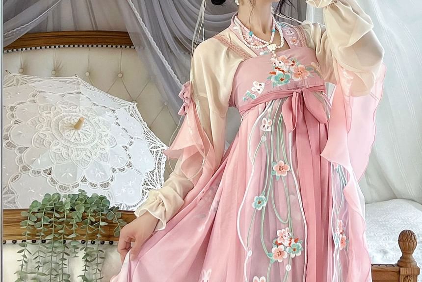 Francoix - Konijn geborduurd Hanfu kostuumset