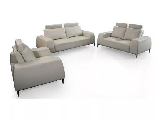 Canapé 3 places en cuir avec dossier avance-recul LOOLAK Beige