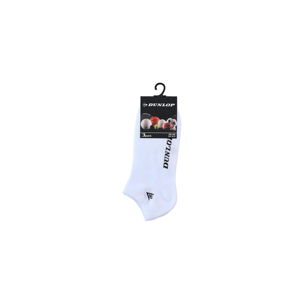 Dunlop Ankelsokker i 3-Pak 39-42/43-46  - hvit