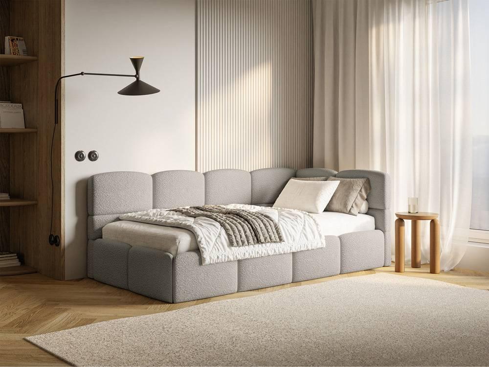 NADUVI Collection Jeugdbed Chloe rechts bouclé 90x200 met opbergruimte
