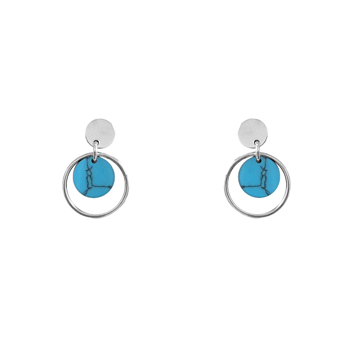 Boucles d'oreilles en argent 925 rhodié et pierre reconstituée 