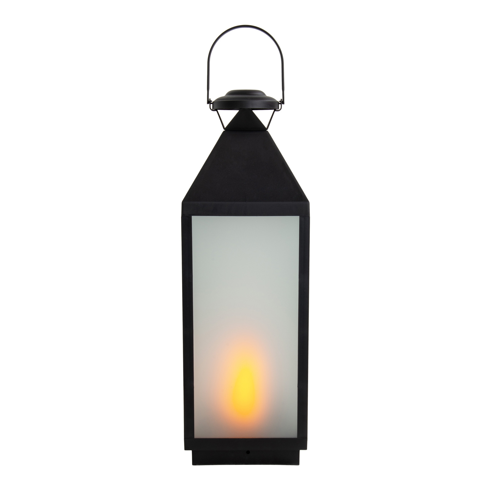 LED-Dekoleuchte Laterne DORIS - schwarz - Flammeneffekt