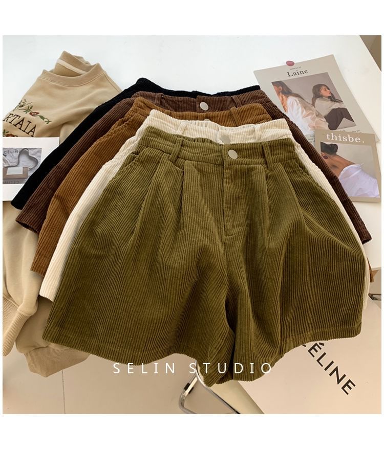 deersweeti - Effen corduroy shorts met elastische taille