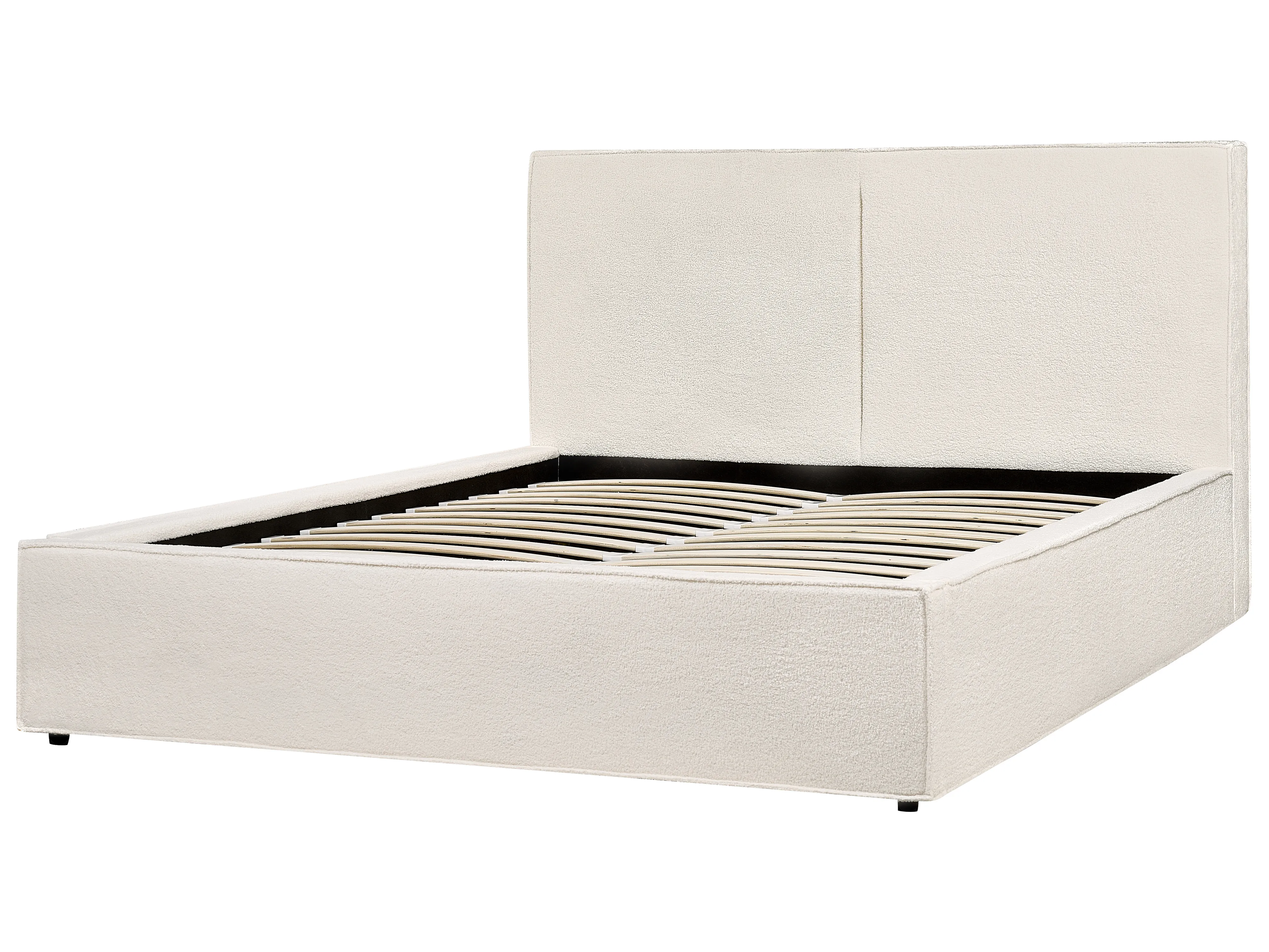 Bed met opbergruimte Bouclé MOISSAC 160 x 200 cm Gebroken wit