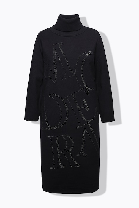 Strickkleid, Buchstaben, Stehkragen, Langarm