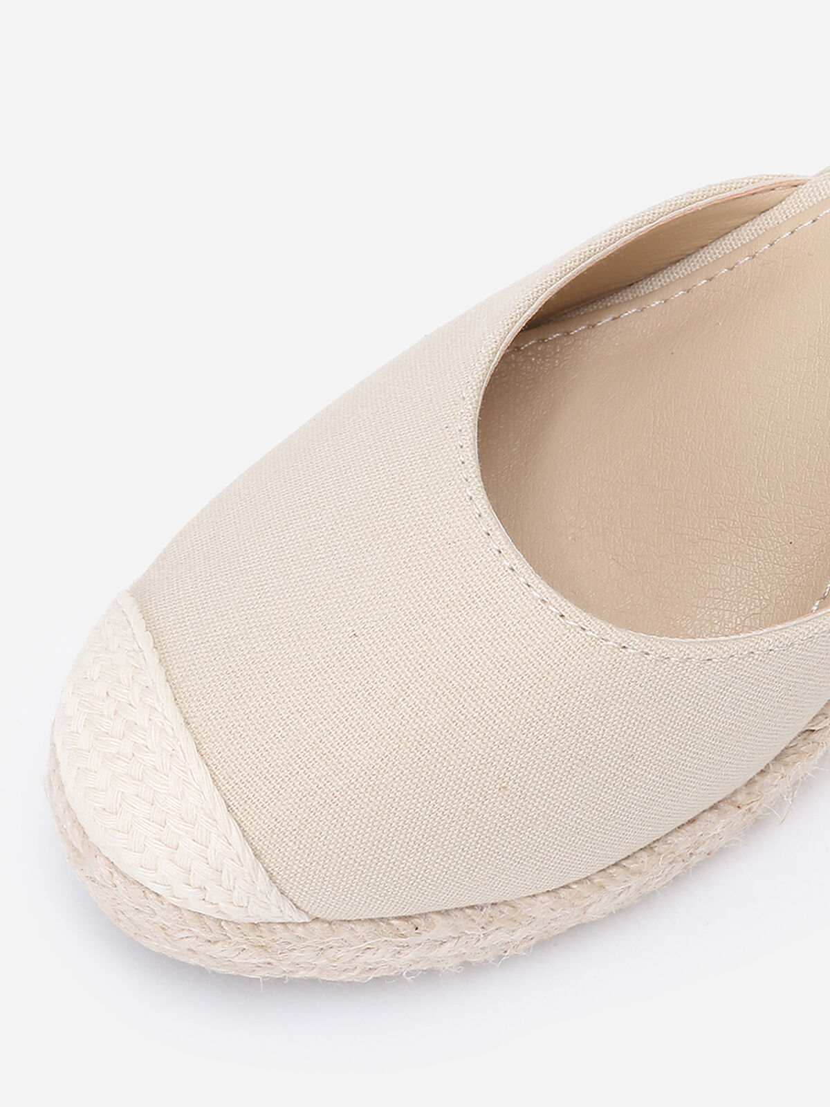 Espadrilles compensées avec ruban à nouer- Beige