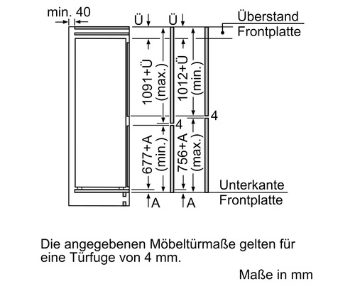 Bosch KIN86VSE0 inbouwkoelkast met vriezer, afmetingen (B x H x D): 54,1 x 177,2 x 54,8 cm, koelgedeelte: 184 l, vriesgedeelte: 76 l