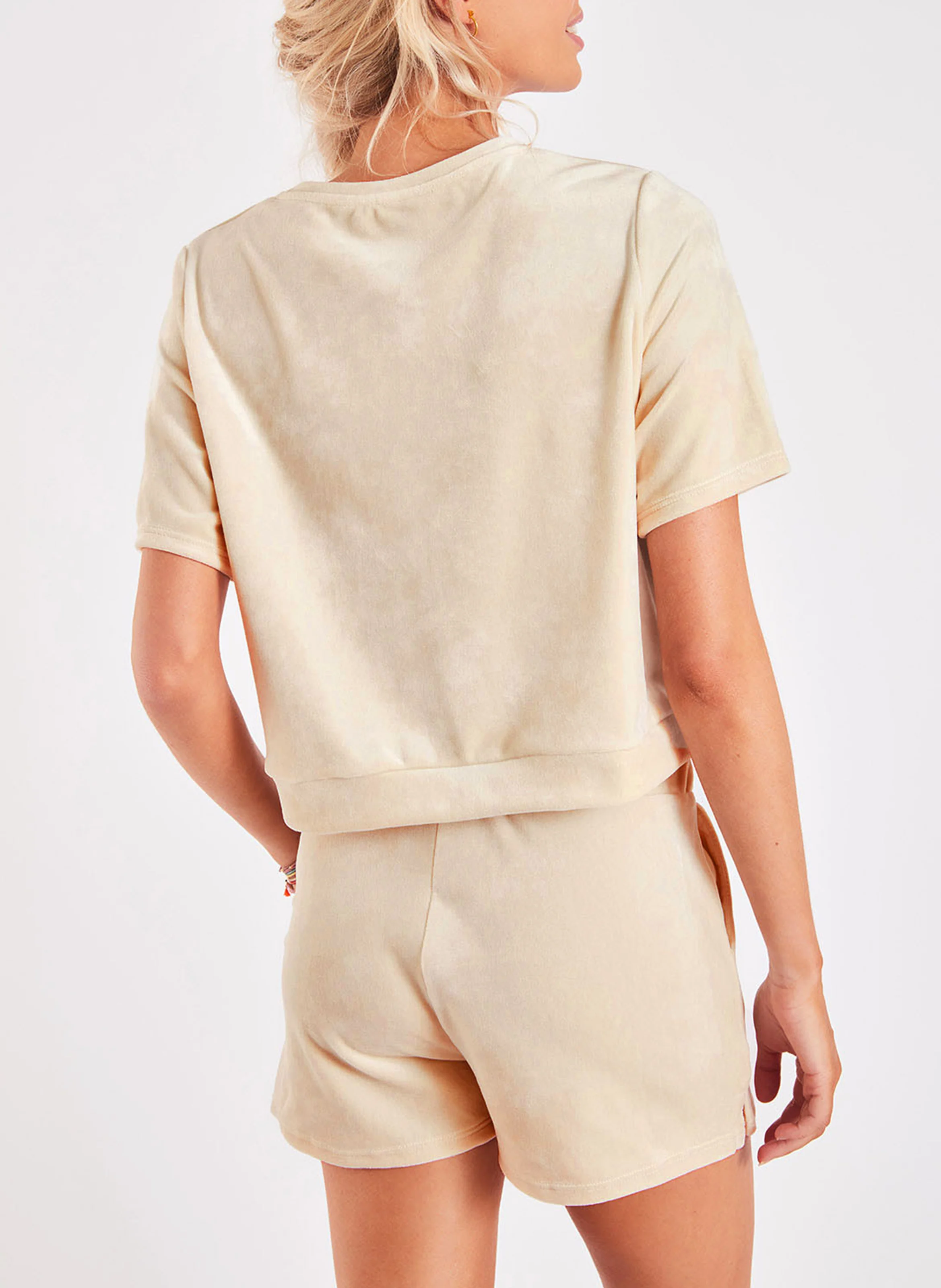 CHLOE SEALAKE - Top droit col rond en velours | Beige