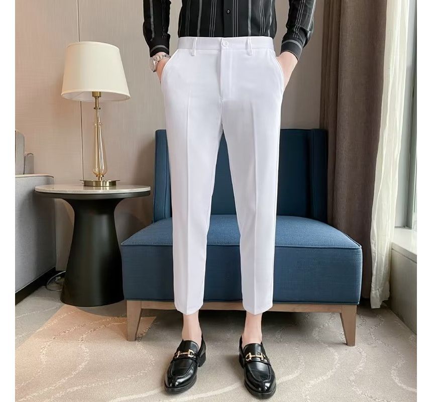 Acrius - Mid Rise Plain Crop Tapered Pants