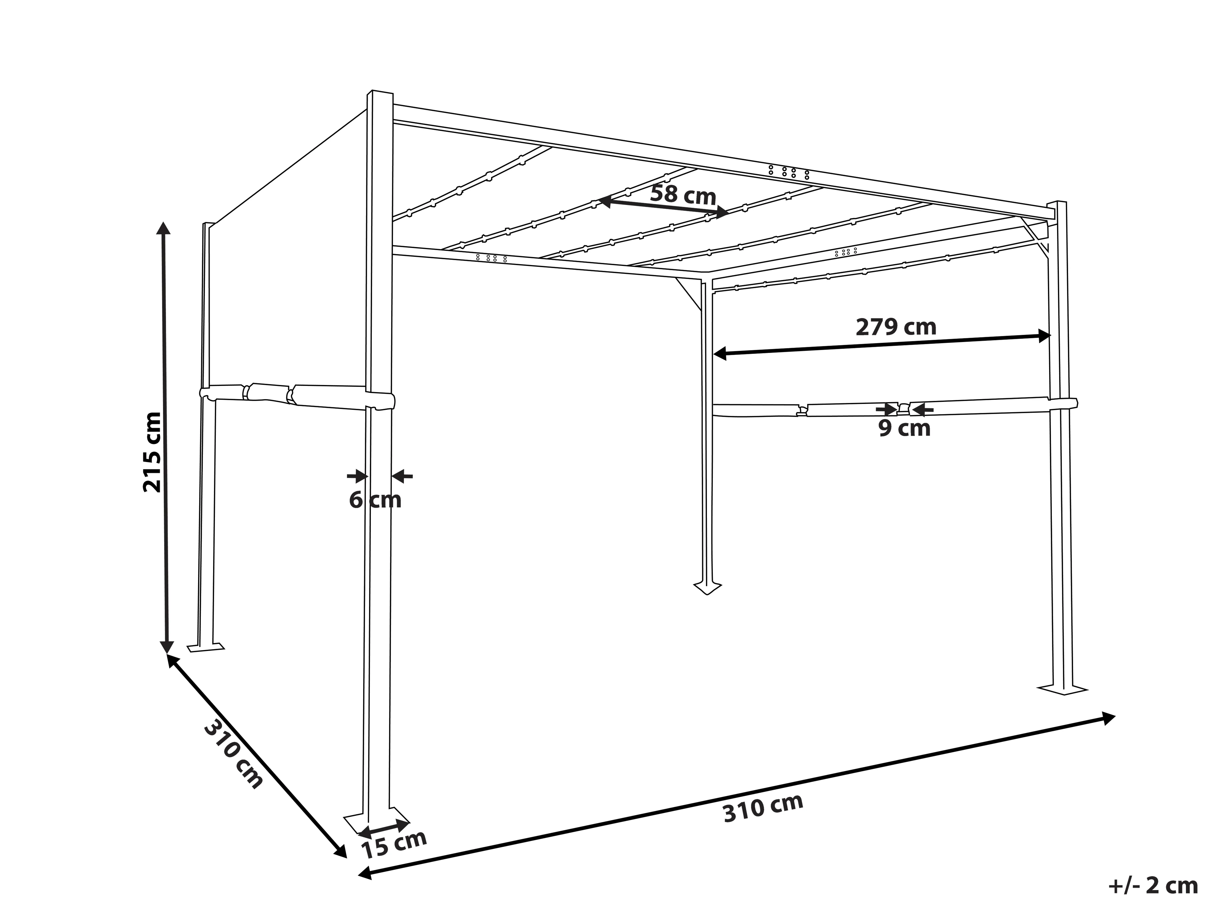 Paviljoen LED PARGA Metaal 310 cm 310 cm Beige
