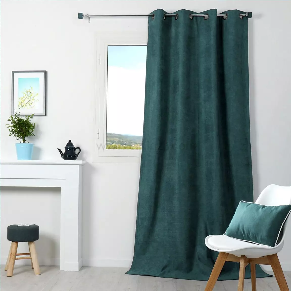 Rideau occultant isolant (140 x H260 cm) Alaska Vert émeraude