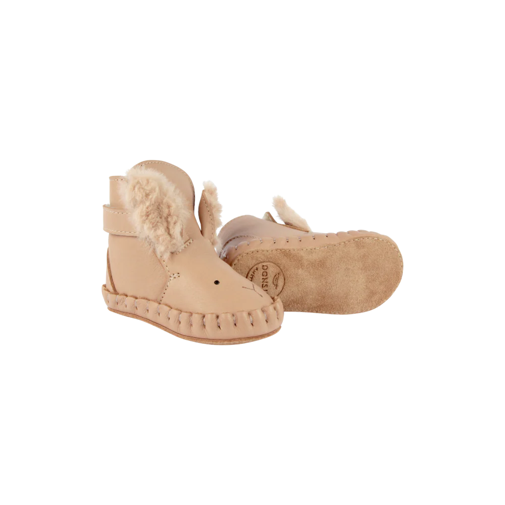 Kapi Exclusive Booties | Fluffy Bunny | Light Rust Leather