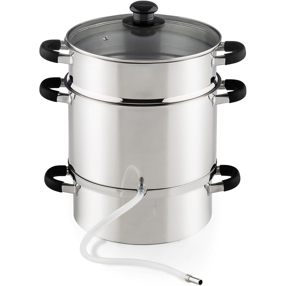 KLARSTEIN Applebee Extracteur de jus électrique à Vapeur - Confection intégrale en INOX, Poignées Cool-Touch, Chauffage intégré de 1500 W, Réservoir de Fruits avec Un Volume de 8 L : Cuisine et Maison