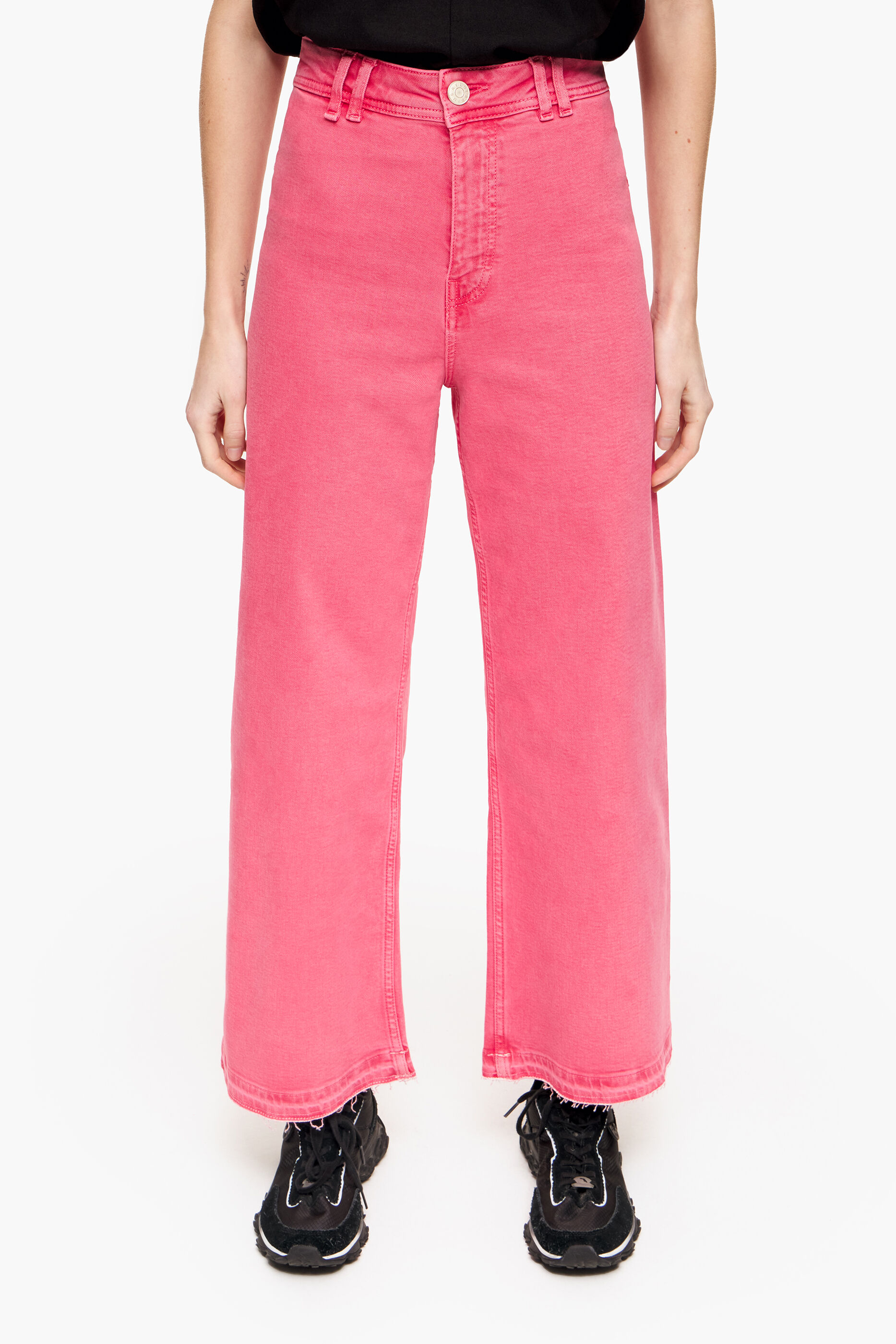 Calça CULOTTE - Calça Jeans de Cintura Alta Cereja