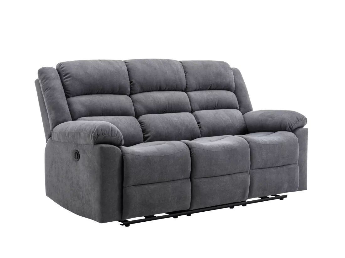 Canapé 3 places et 2 places relax électrique en tissu gris BUROLO