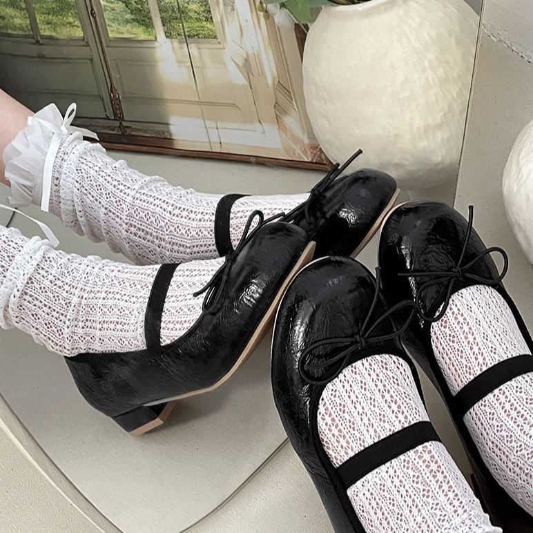 FRAISO - Mary Jane-schoenen met strik en dikke hak
