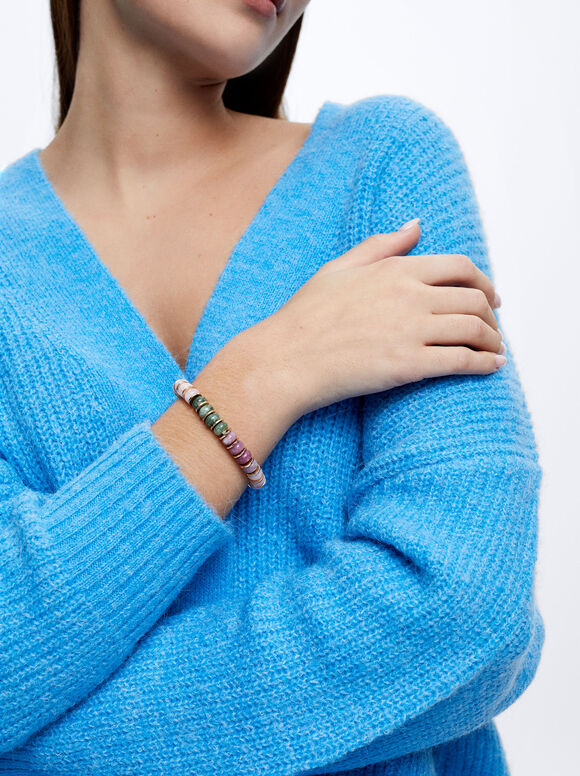 Pulseira elástica com pedra - Rosa
