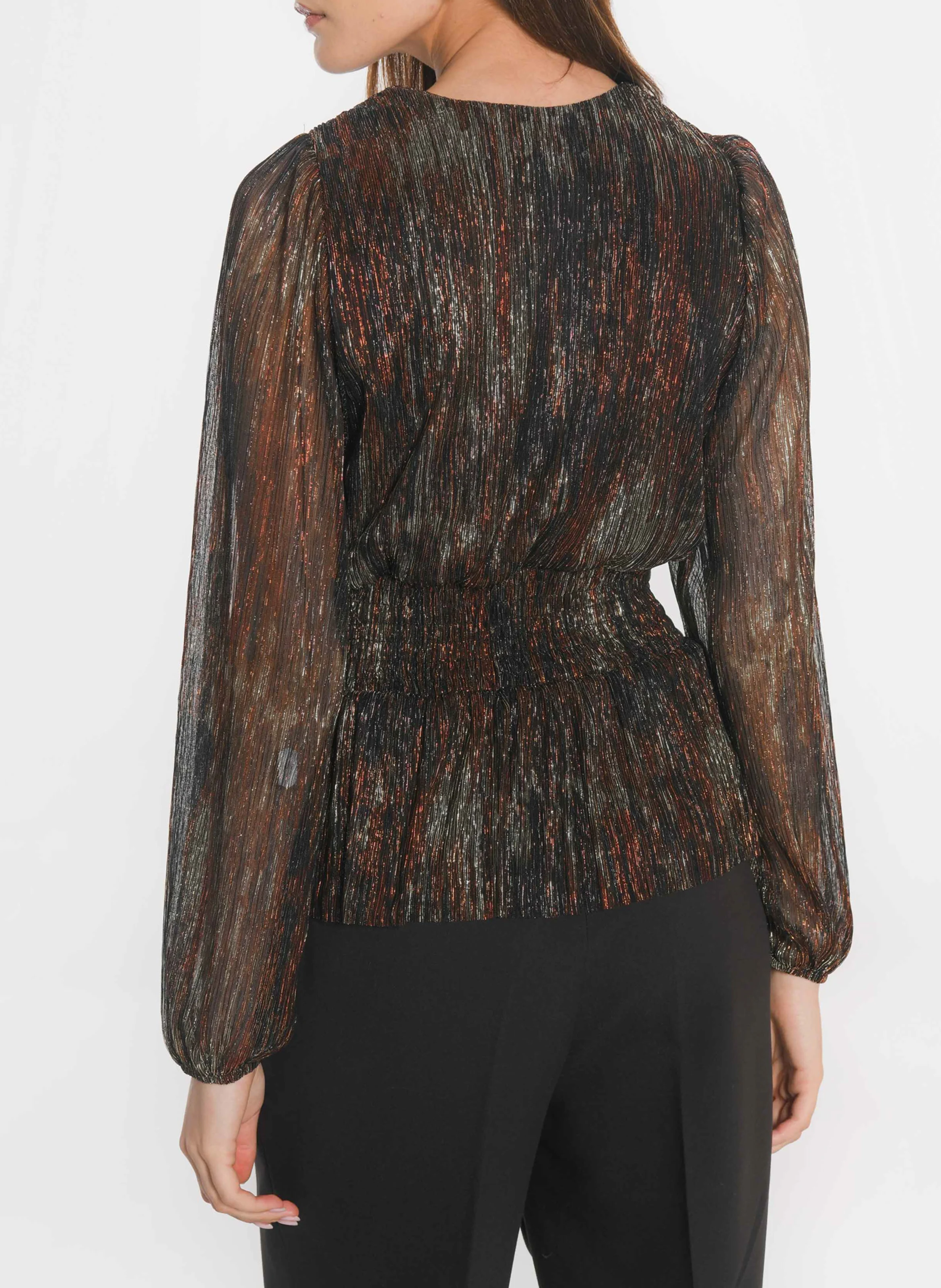 JANET - Blouse col v scintillant | Doré