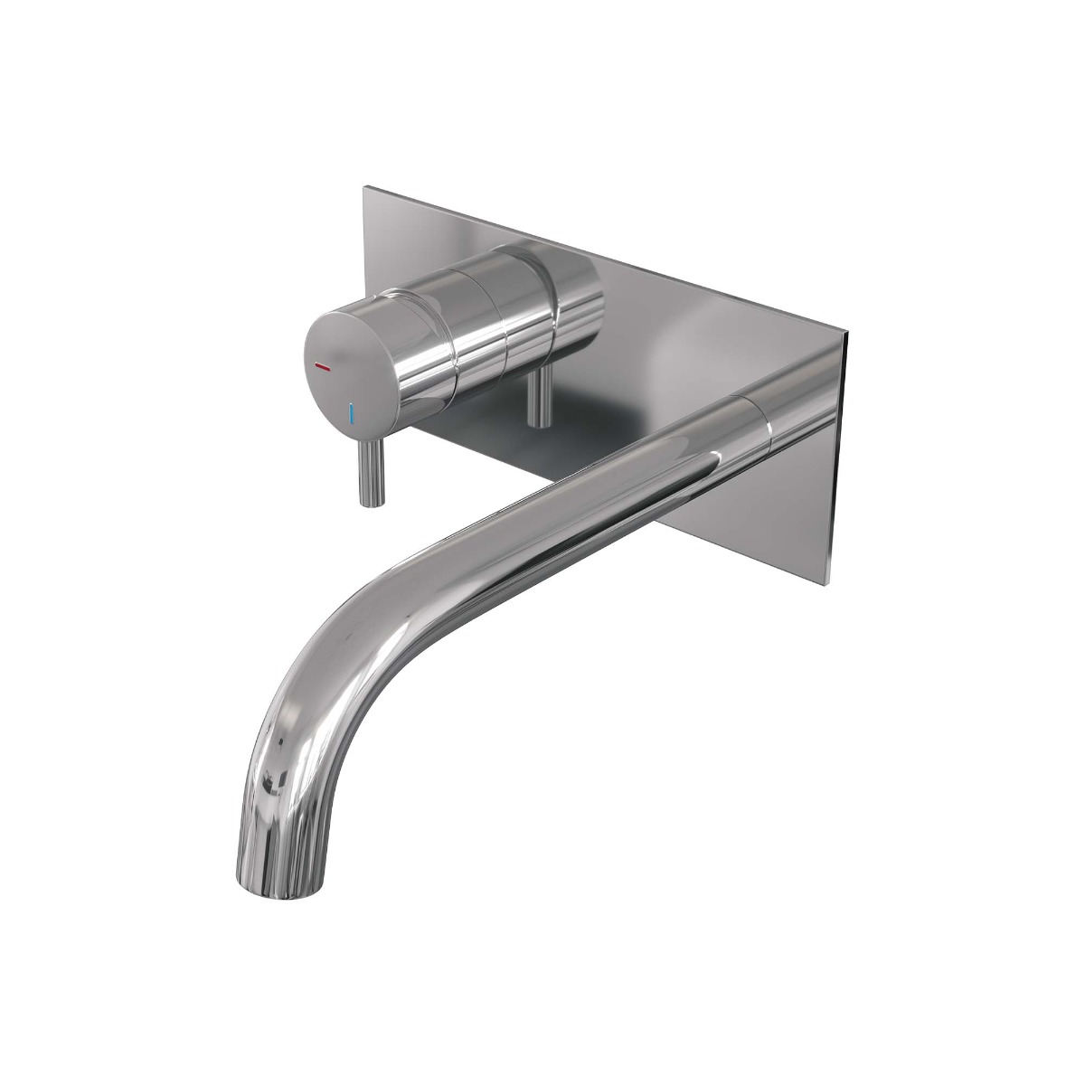 Brauer Chrome Edition ColdStart wastafelkraan inbouw gebogen uitloop met achterplaat model B2 chroom