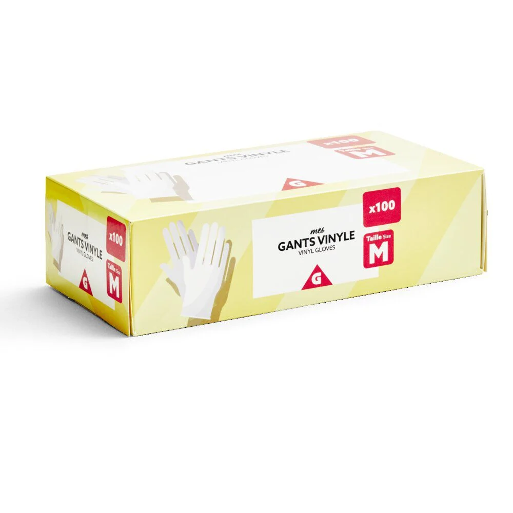 Gants en vinyle blanc x100 Taille M